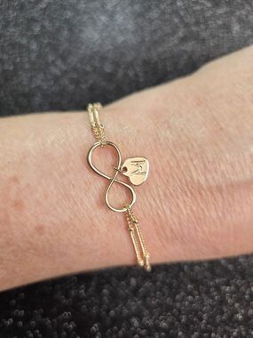 Gold Infinity Initial Charm Bracelet - Personalized M Accent
